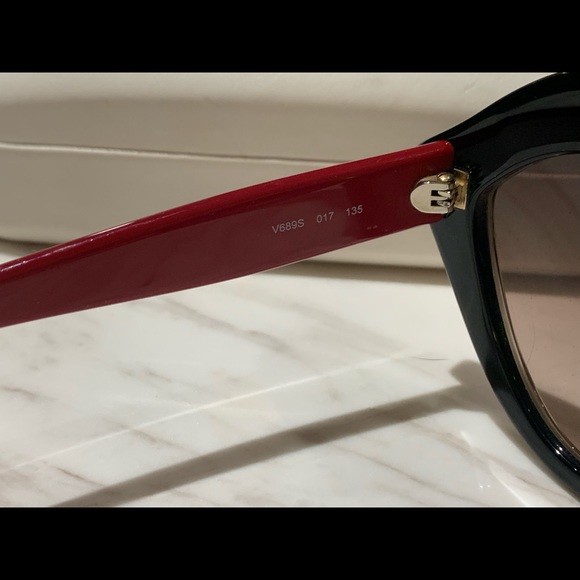 Valentino Cat-Eye Sunglasses Red Black Gold w Case main image 8